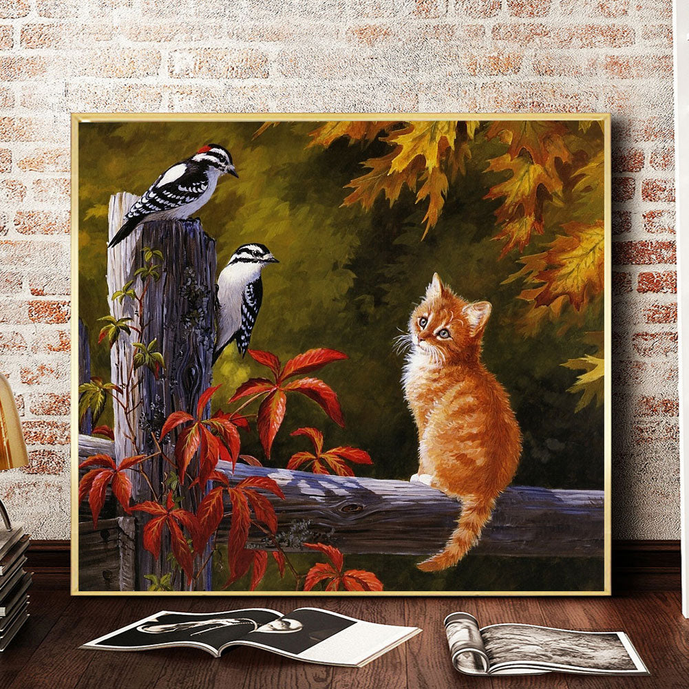 Autumn Cat - 11CT Stamped Cross Stitch 55*50CM