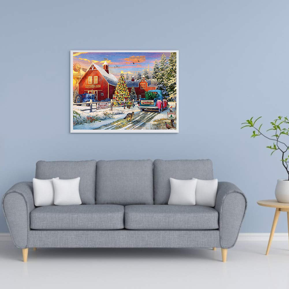 Red House Farm - Full Round Drill Diamond Painting 40*30CM