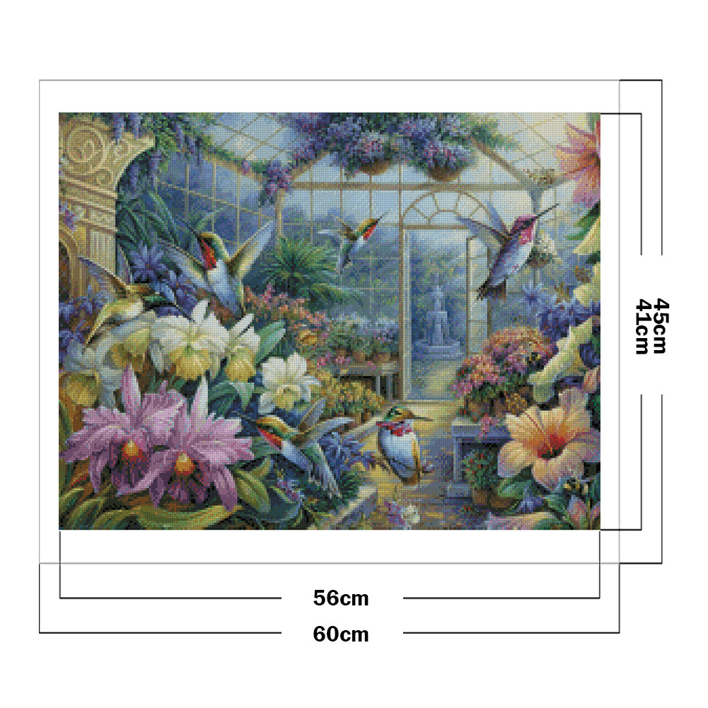 Hummingbirds And Gardens - 11CT Stamped Cross Stitch 60*45CM