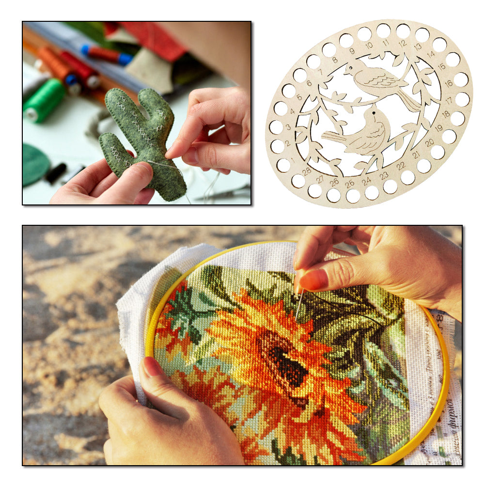 Wooden Bird Embroidery Floss Organizer Cross Stitch Thread Holder Storage