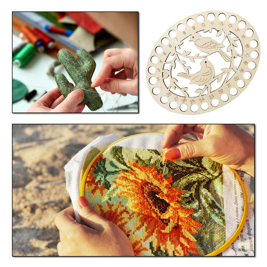 Wooden Bird Embroidery Floss Organizer Cross Stitch Thread Holder Storage