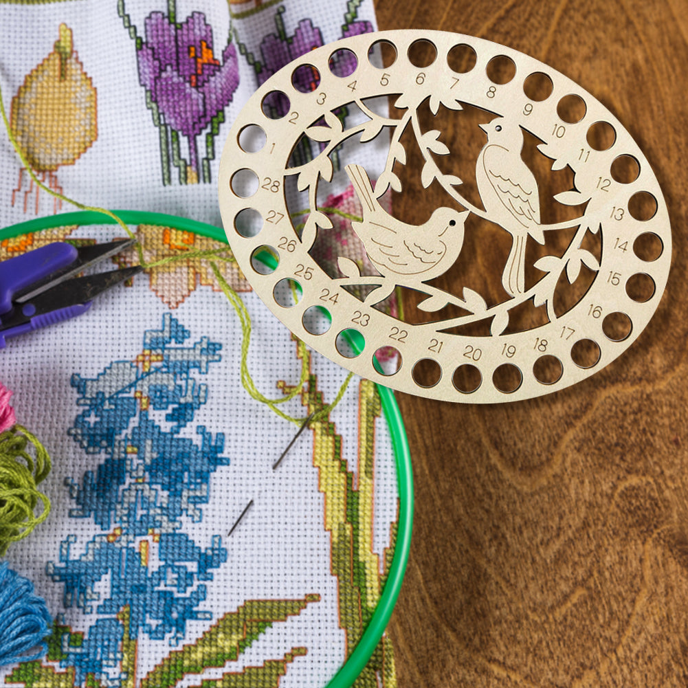 Wooden Bird Embroidery Floss Organizer Cross Stitch Thread Holder Storage