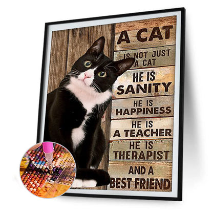 Cat English - Full Round Drill Diamond Painting 30*40CM