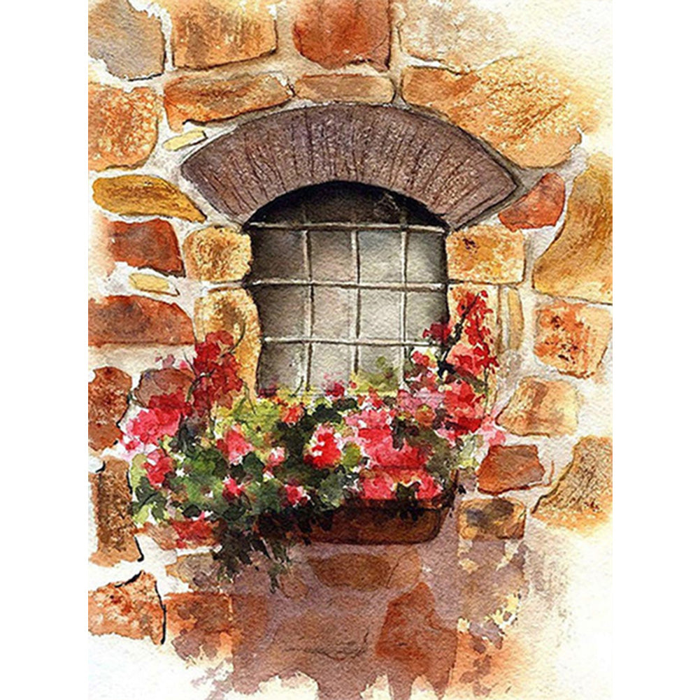 Window Sill Bouquet - Full Round Drill Diamond Painting 30*40CM