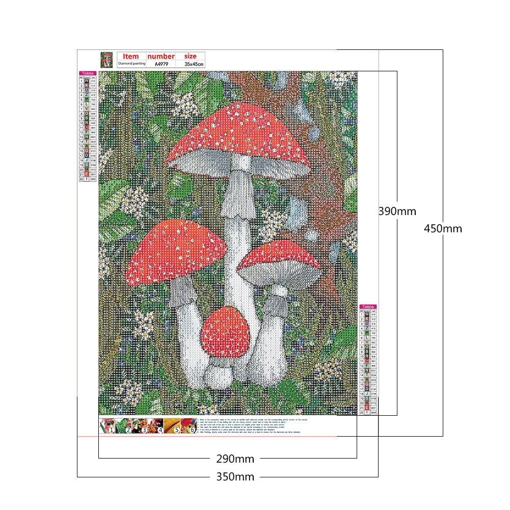 Mushroom - Full Round Drill Diamond Painting 35*45CM