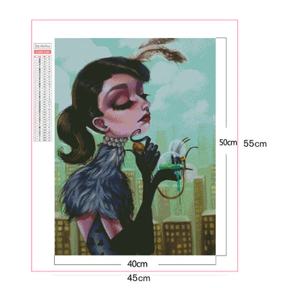 Heavy Makeup Woman - Full Square Drill Diamond Painting 40*50CM