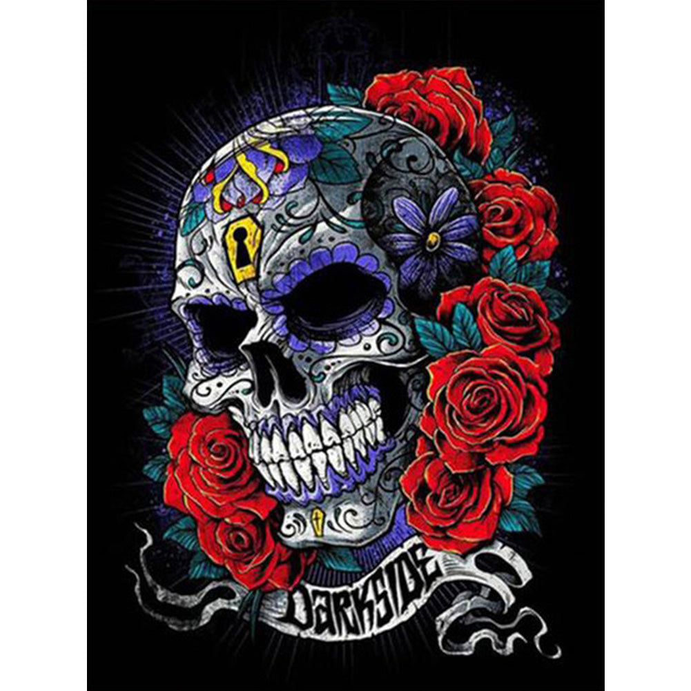 Rose Skull - Full Round Drill Diamond Painting 30*40CM