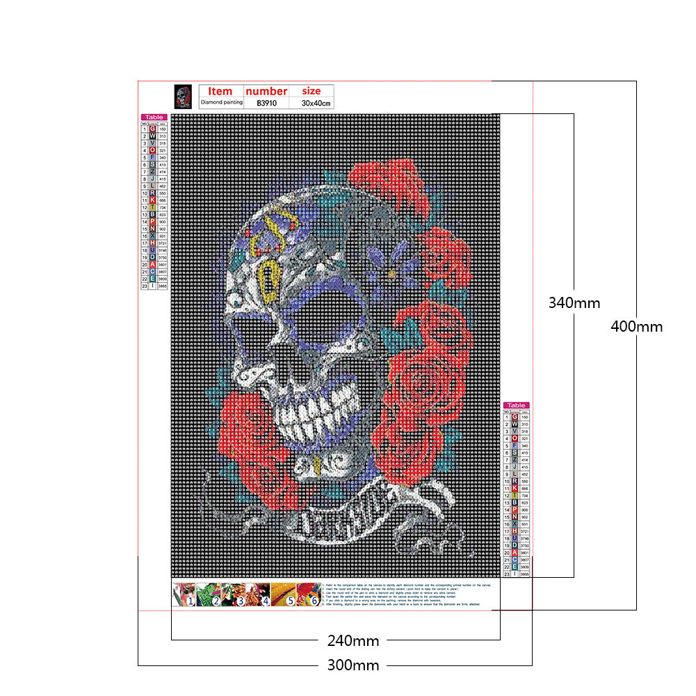 Rose Skull - Full Round Drill Diamond Painting 30*40CM