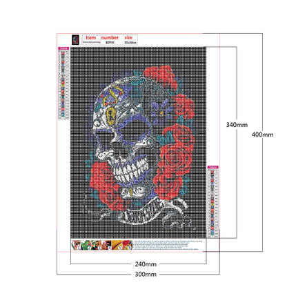 Rose Skull - Full Round Drill Diamond Painting 30*40CM