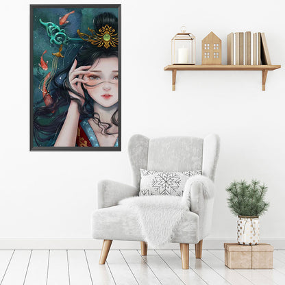 Ancient Style Goldfish Fairy - 11CT Stamped Cross Stitch 35*55CM