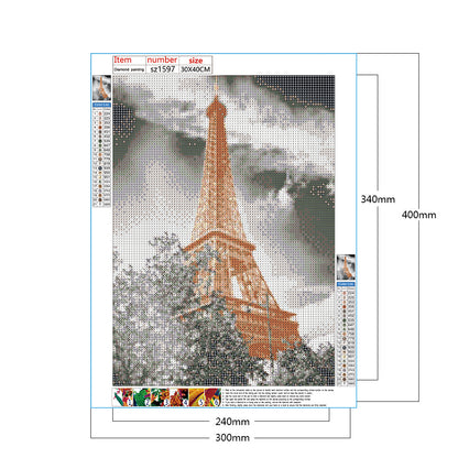 Eiffel Tower - Full Round Drill Diamond Painting 30*40CM