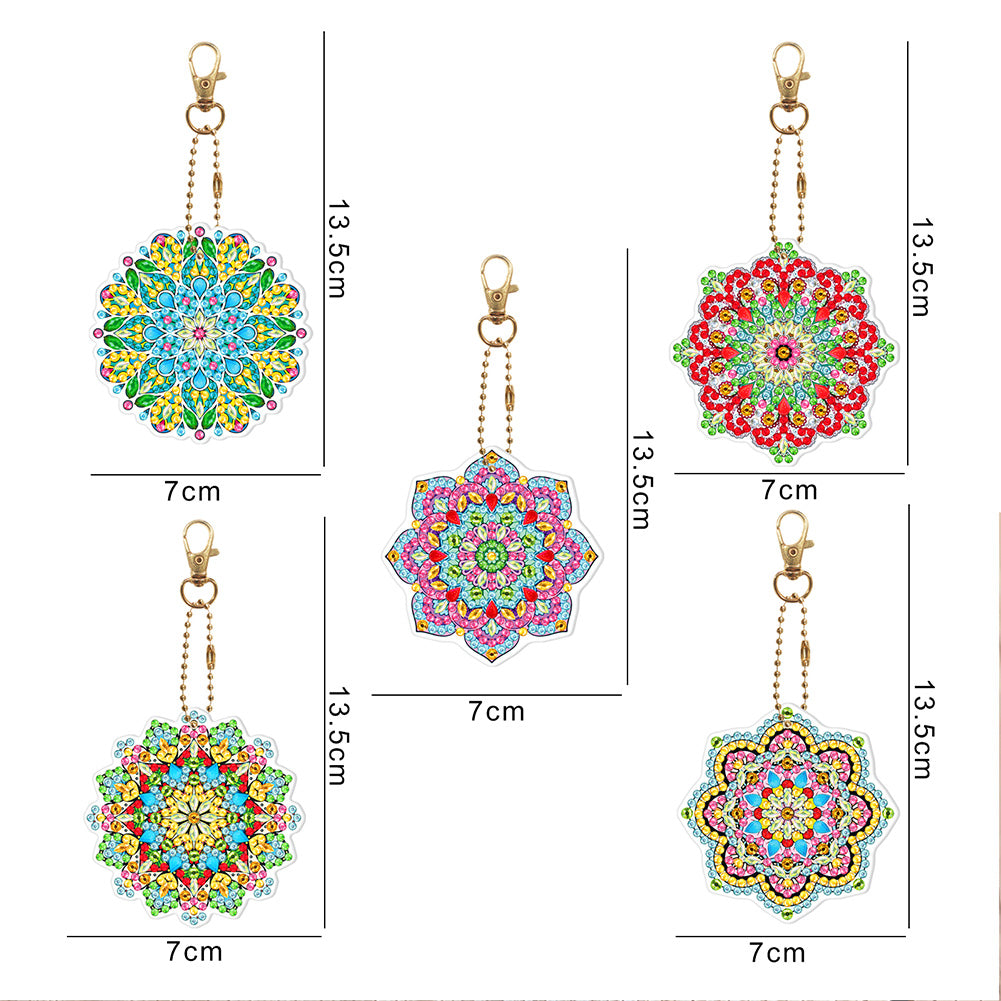 5pcs Diamond Painting Keychain DIY Special-shaped Drill Key Ring Pendants