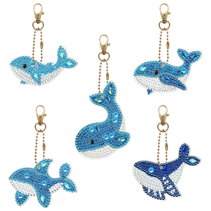 5pcs Diamond Painting Keychain DIY Special-shaped Drill Key Ring Pendants