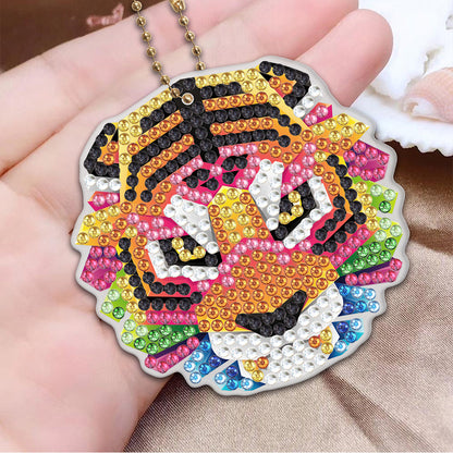 5pcs Diamond Painting Keychain DIY Special-shaped Drill Key Ring Pendants