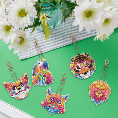 5pcs Diamond Painting Keychain DIY Special-shaped Drill Key Ring Pendants