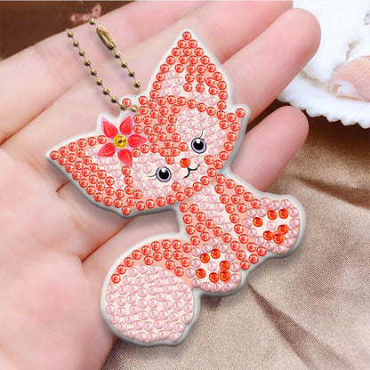 Animal Diamond Painting Keychain DIY Special-shaped Drill Key Ring Pendants