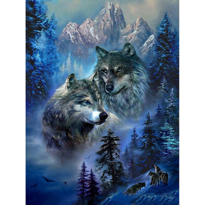 Snow Mountain Wolf - Full Square Drill Diamond Painting 50*60CM