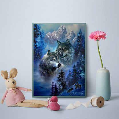 Snow Mountain Wolf - Full Square Drill Diamond Painting 50*60CM