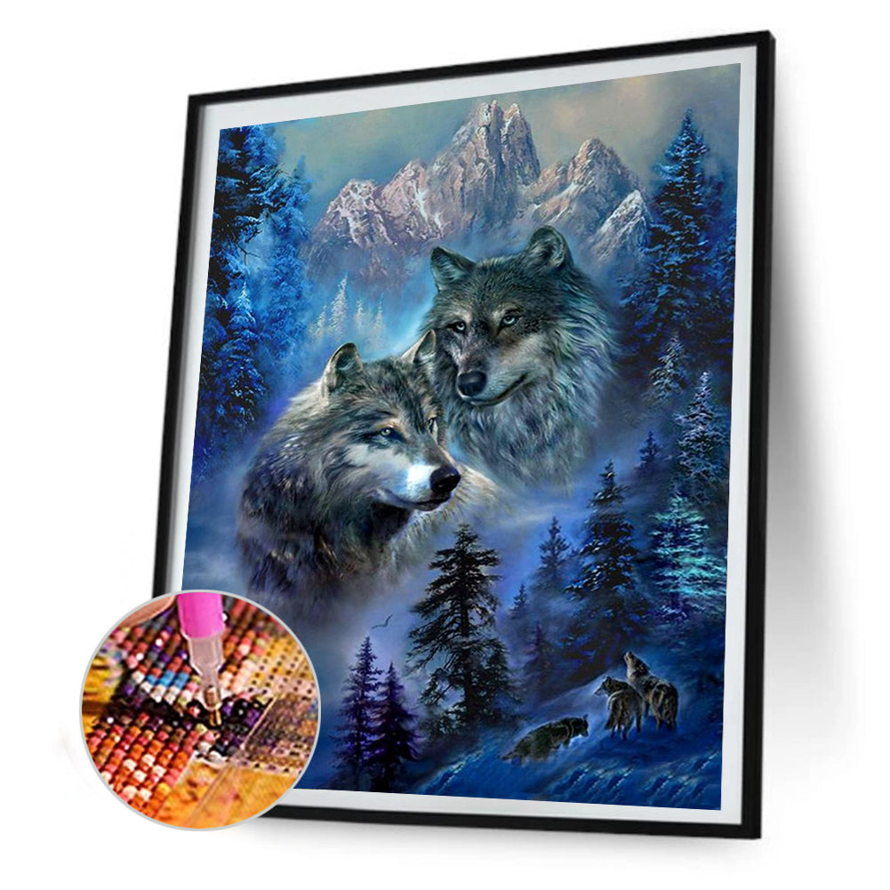 Snow Mountain Wolf - Full Square Drill Diamond Painting 50*60CM