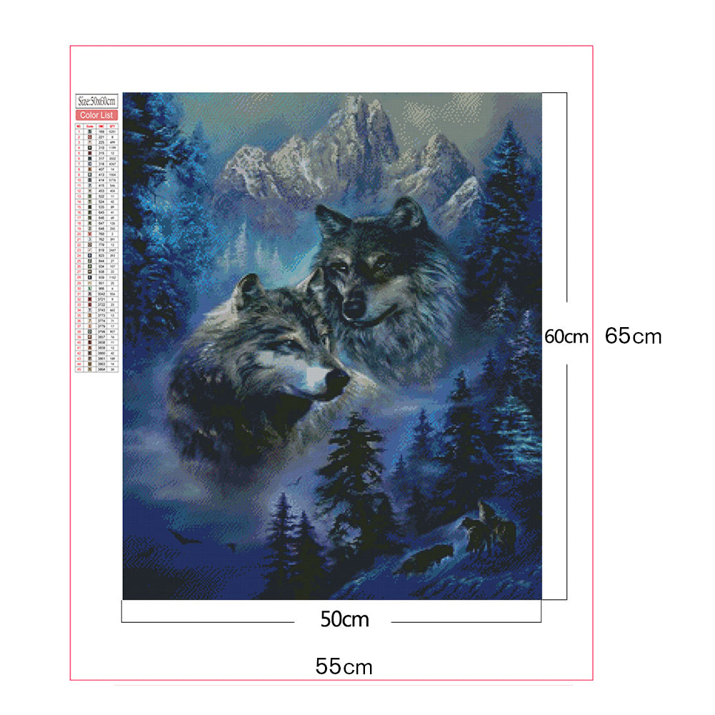 Snow Mountain Wolf - Full Square Drill Diamond Painting 50*60CM