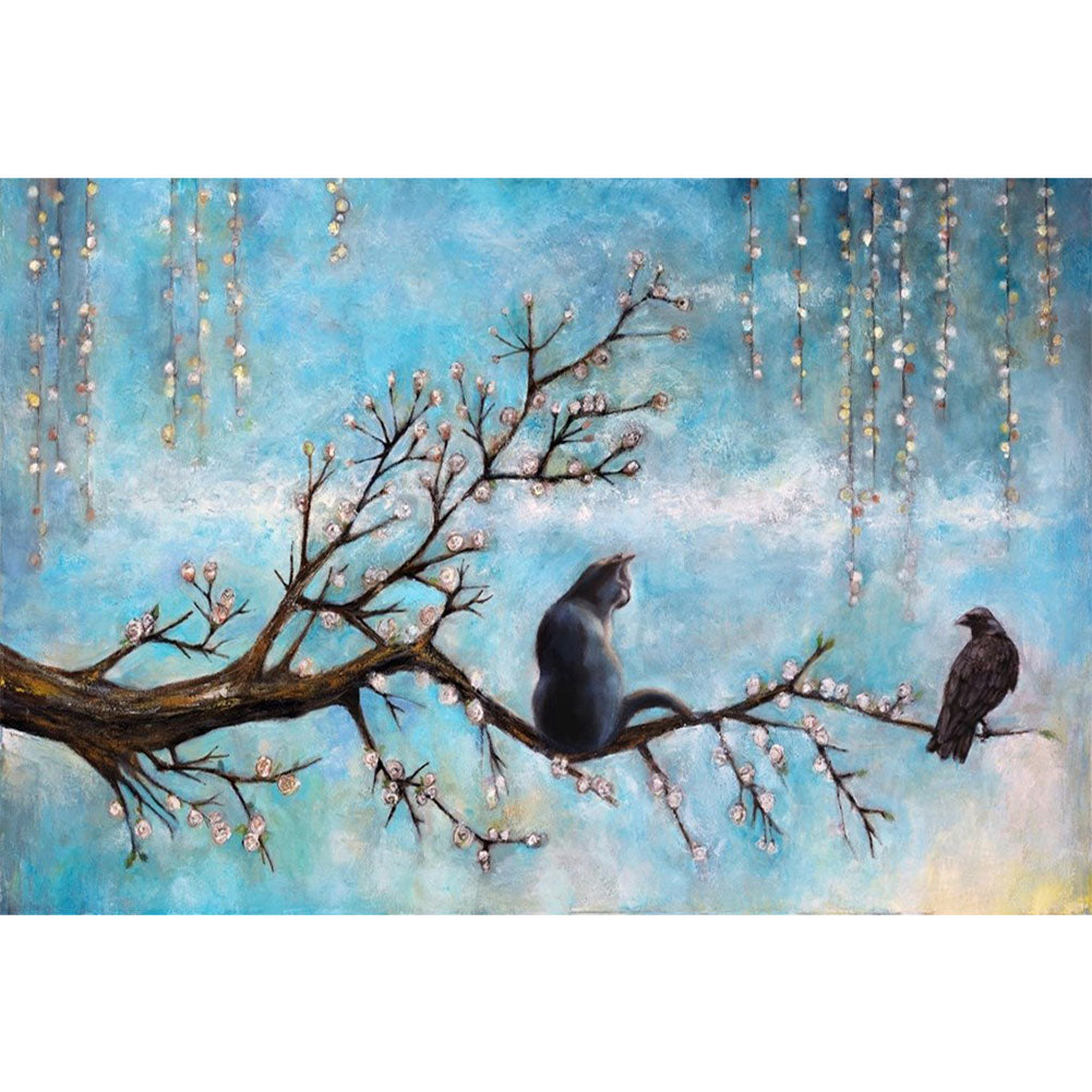 Cat And Crow - 11CT Stamped Cross Stitch 60*40CM