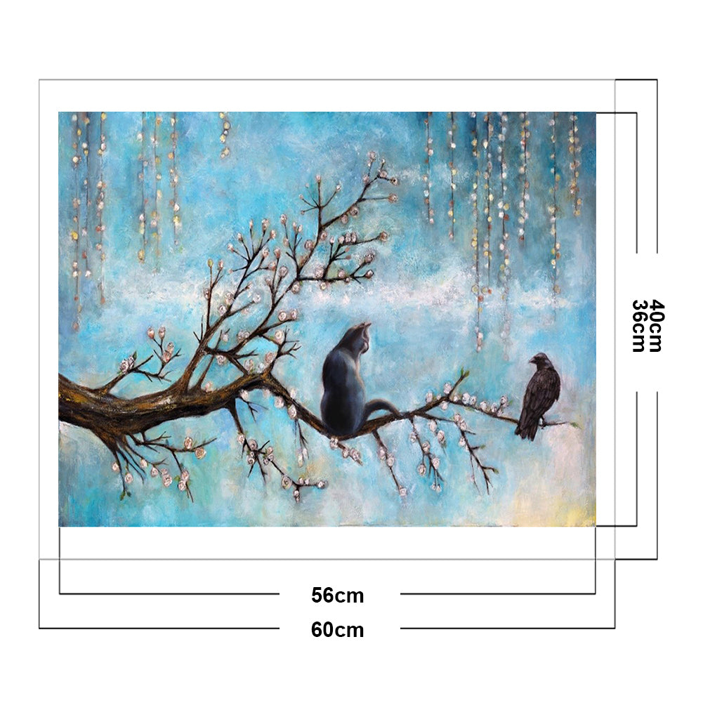 Cat And Crow - 11CT Stamped Cross Stitch 60*40CM