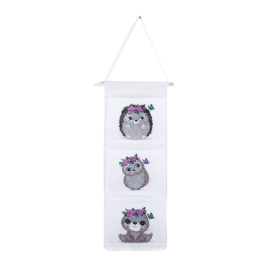 Wall Door Hanging Storage Bag DIY Diamond Painting 3 Pockets Home Organizer
