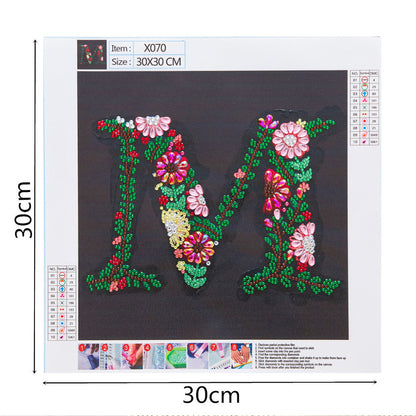 Embroidered Letters - Special Shaped Drill Diamond Paiting 30*30CM