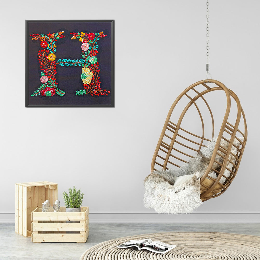 Embroidered Letters - Special Shaped Drill Diamond Paiting 30*30CM