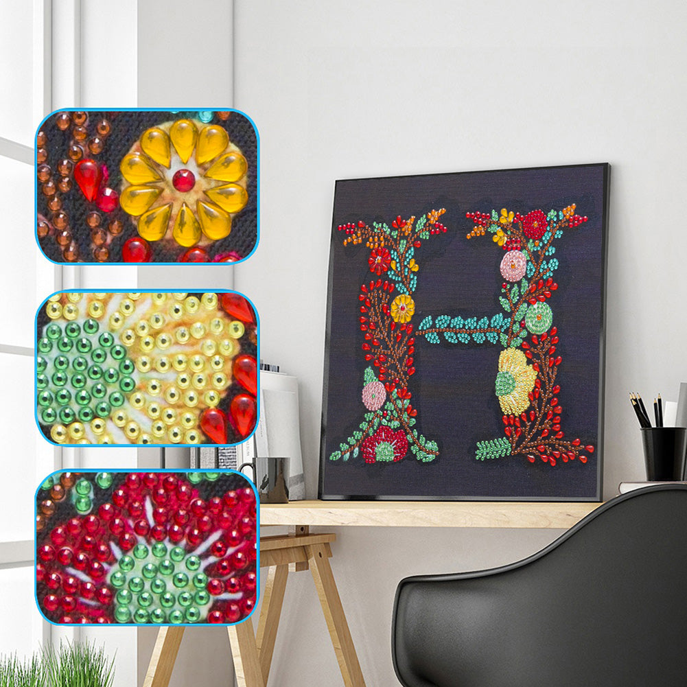 Embroidered Letters - Special Shaped Drill Diamond Paiting 30*30CM