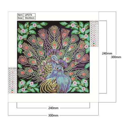 Peacock - Special Shaped Drill Diamond Paiting 30*30CM