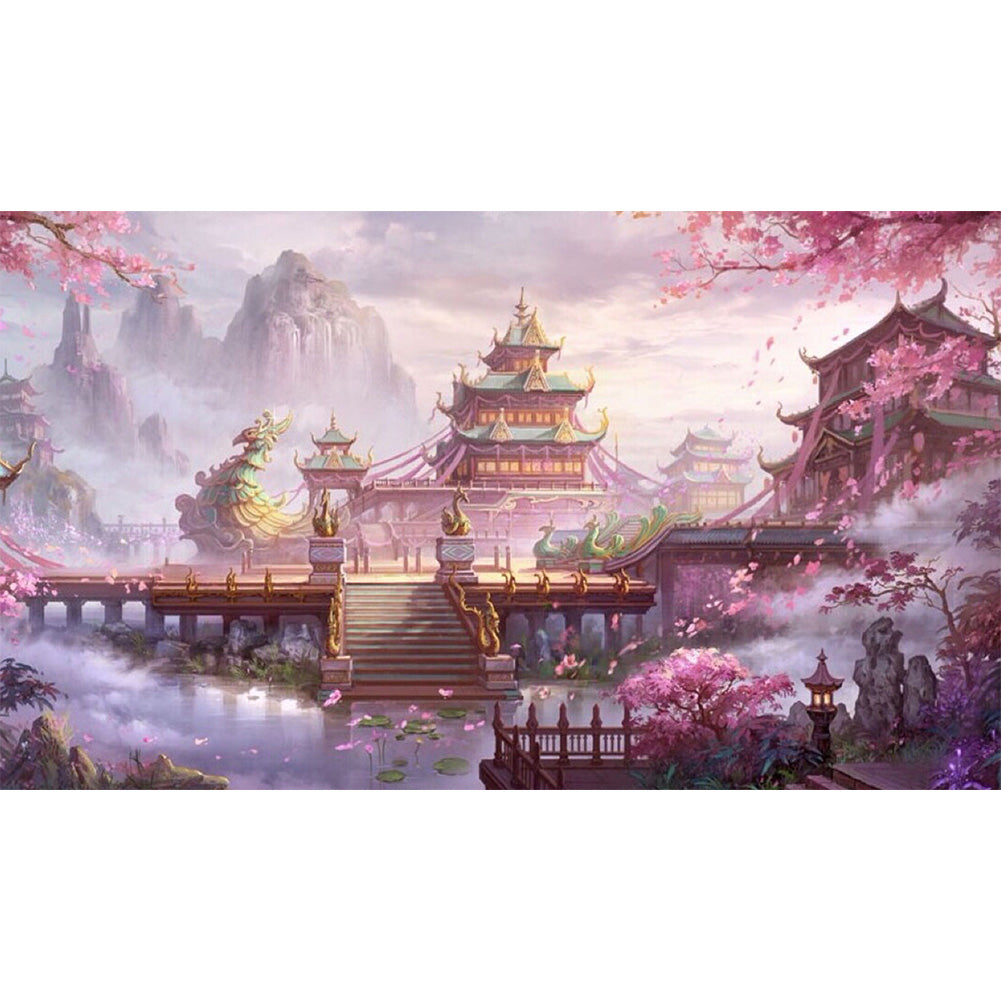 Peach Blossom Palace - Full Round Drill Diamond Painting 80*40CM