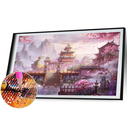 Peach Blossom Palace - Full Round Drill Diamond Painting 80*40CM