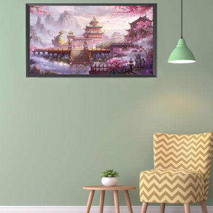 Peach Blossom Palace - Full Round Drill Diamond Painting 80*40CM