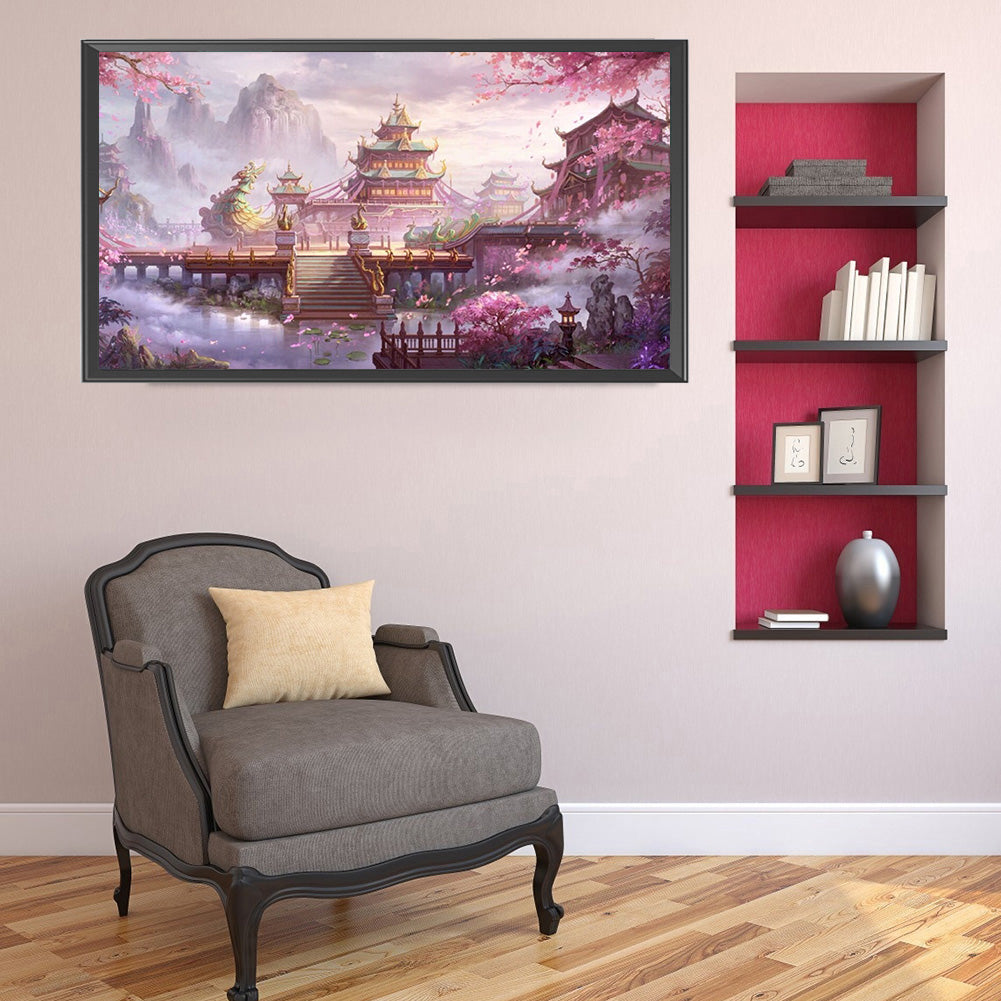 Peach Blossom Palace - Full Round Drill Diamond Painting 80*40CM