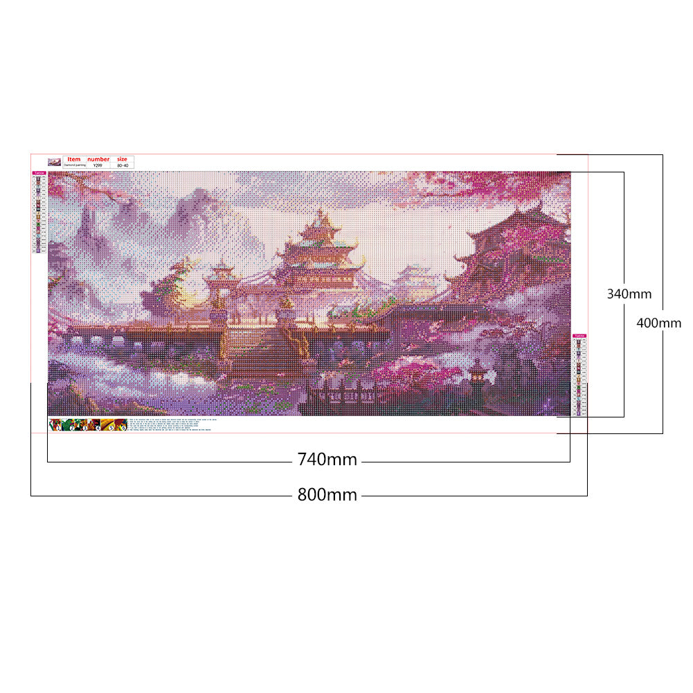 Peach Blossom Palace - Full Round Drill Diamond Painting 80*40CM