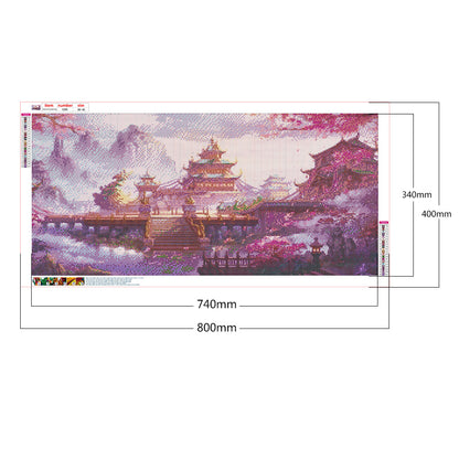 Peach Blossom Palace - Full Round Drill Diamond Painting 80*40CM