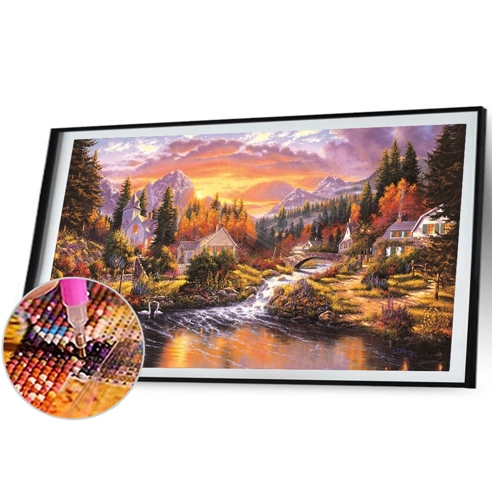 Foothill Village - Full Round Drill Diamond Painting 80*40CM