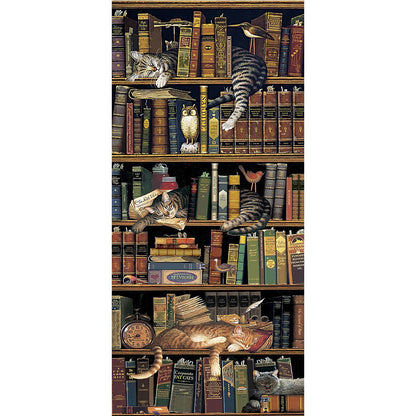 Cat On Bookshelf - Full Round Drill Diamond Painting 40*80CM