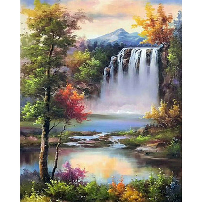 Waterfall Scenery - Full Round Drill Diamond Painting 50*60CM