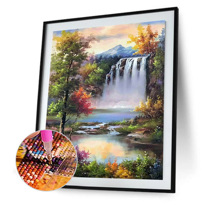 Waterfall Scenery - Full Round Drill Diamond Painting 50*60CM