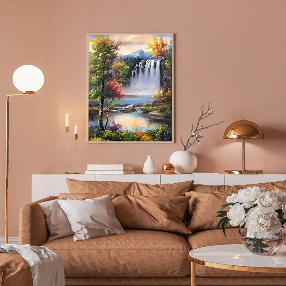 Waterfall Scenery - Full Round Drill Diamond Painting 50*60CM