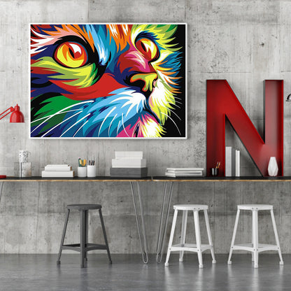 Colorful Cat - Full Round Drill Diamond Painting 60*50CM