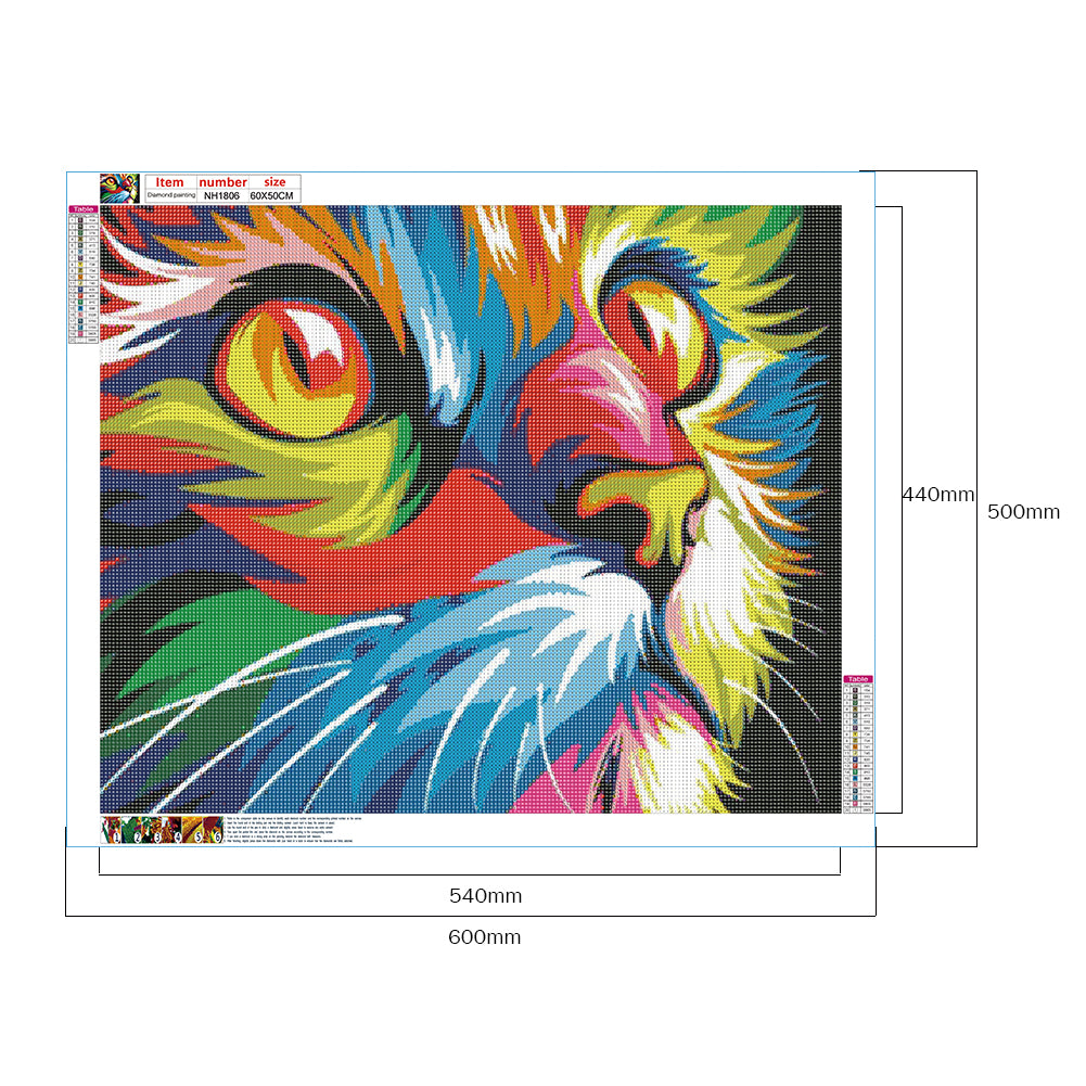 Colorful Cat - Full Round Drill Diamond Painting 60*50CM