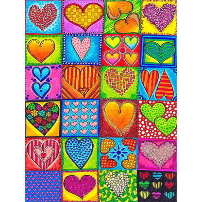 Colorful Hearts - Full Square Drill Diamond Painting 30*40CM