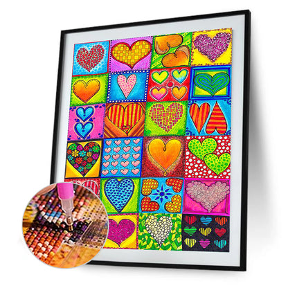 Colorful Hearts - Full Square Drill Diamond Painting 30*40CM