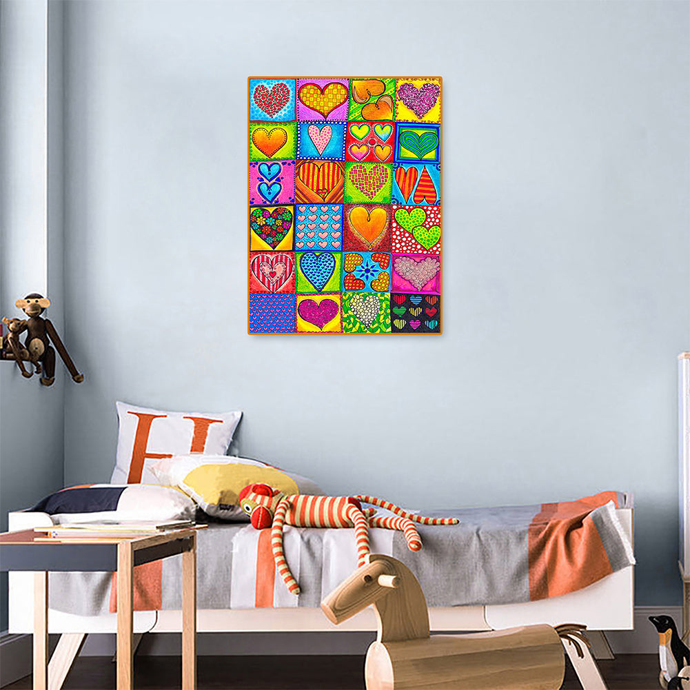 Colorful Hearts - Full Square Drill Diamond Painting 30*40CM