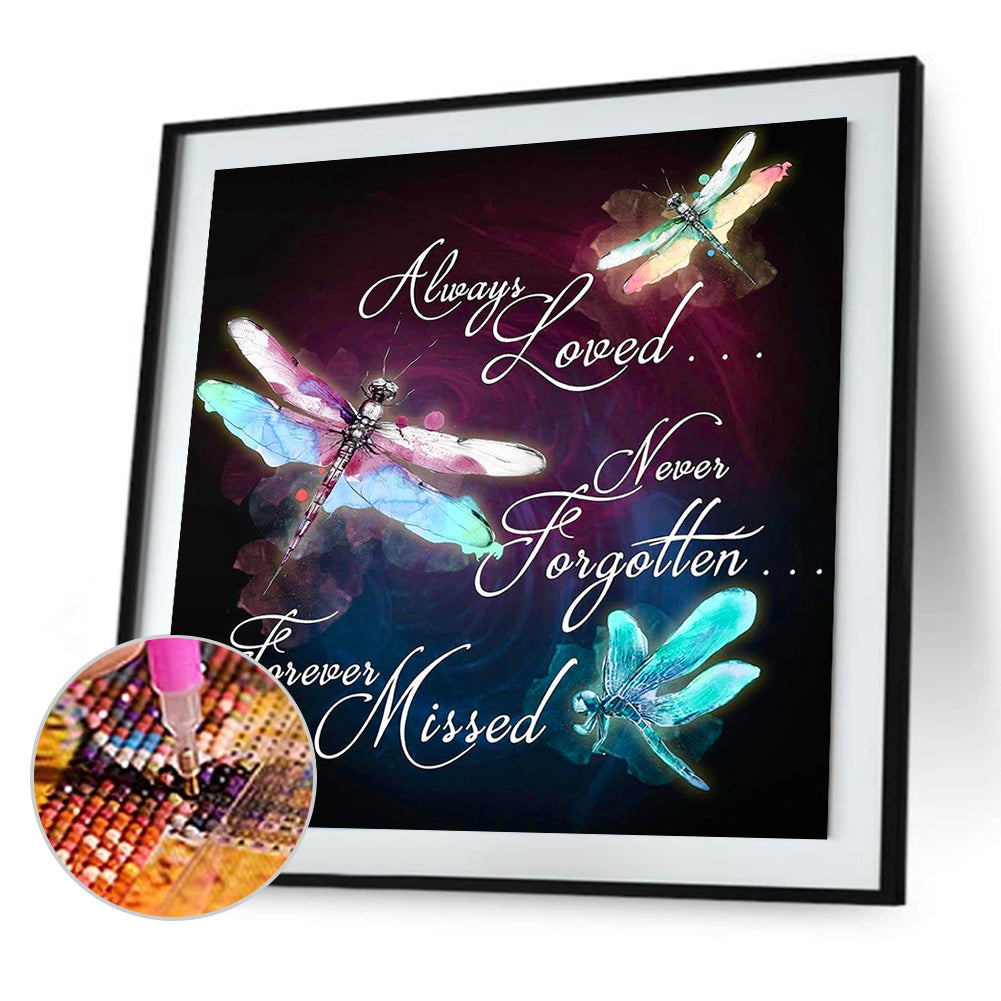 Dragonfly Word Painting - Full Square Drill Diamond Painting 40*40CM