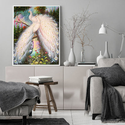 White Peacock - Full Square Drill Diamond Painting 50*60CM