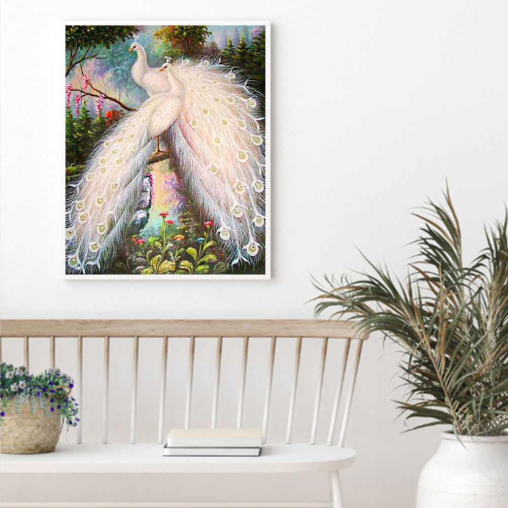 White Peacock - Full Square Drill Diamond Painting 50*60CM